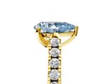 Yellow gold Fancy Blue Pear  Cut Pavé Band Solitaire Ring with Four-Prong Setting_44