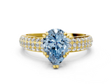 Yellow gold Fancy Blue Pear  Cut Pave Diamond Engagement Ring with Channel Set Band and Four-Prong Setting_20