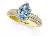 Yellow gold Fancy Blue Pear  Cut Pave Diamond Engagement Ring with Channel Set Band and Four-Prong Setting_21