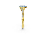 Yellow gold Fancy Blue Pear Cut Solitaire Cathedral Diamond Engagement Ring with Channel-Set Band and Four-Prong Setting_5