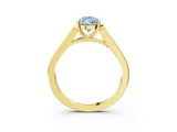 Yellow gold Fancy Blue Pear Cut Solitaire Cathedral Diamond Engagement Ring with Channel-Set Band and Four-Prong Setting_6