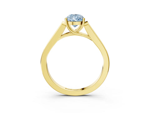 Yellow gold Fancy Blue Pear Cut Solitaire Cathedral Diamond Engagement Ring with Channel-Set Band and Four-Prong Setting_6