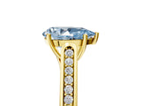 Yellow gold Fancy Blue Pear Cut Solitaire Cathedral Diamond Engagement Ring with Channel-Set Band and Four-Prong Setting_8