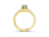 Yellow gold Fancy Blue Pear Cut Solitaire Diamond Engagement Ring with Pavé Band and Six-Prong Setting_15
