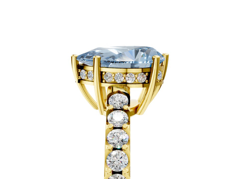 Yellow gold Fancy Blue Pear Cut Solitaire Diamond Engagement Ring with Pavé Band and Six-Prong Setting_17