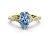 Yellow gold Fancy Blue Pear  Cut Solitaire Diamond Engagement Ring with Pave Band and Four-Prong Setting_147
