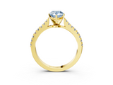 Yellow gold Fancy Blue Pear  Cut Solitaire Diamond Engagement Ring with Pave Band and Four-Prong Setting_150