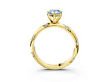 Yellow gold Fancy Blue Pear Cut Solitaire Diamond Engagement Ring with Twisted Pave Band and Four-Prong Setting_6