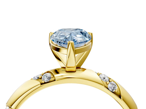Yellow gold Fancy Blue Pear Cut Solitaire Diamond Engagement Ring with Twisted Pave Band and Four-Prong Setting_7