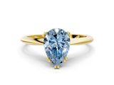 Yellow gold Fancy Blue Pear Cut Solitaire Diamond Ring with Six-Prong Setting and Classic Band_12