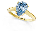 Yellow gold Fancy Blue Pear Cut Solitaire Diamond Ring with Six-Prong Setting and Classic Band_13