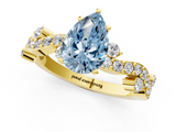 Yellow gold Fancy Blue Pear  Cut Solitaire Diamond Twisted Band with Pave Setting_43