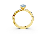 Yellow gold Fancy Blue Pear  Cut Solitaire Diamond Twisted Band with Pave Setting_45