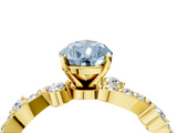 Yellow gold Fancy Blue Pear  Cut Solitaire Diamond Twisted Band with Pave Setting_46