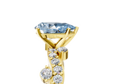 Yellow gold Fancy Blue Pear  Cut Solitaire Diamond Twisted Band with Pave Setting_47