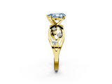 Yellow gold Fancy Blue Pear  Cut Solitaire Diamond with Side Stones on Criss-Cross Band and Four-Prong Setting_5