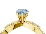 Yellow gold Fancy Blue Pear  Cut Solitaire Diamond with Side Stones on Criss-Cross Band and Four-Prong Setting_7