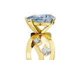 Yellow gold Fancy Blue Pear  Cut Solitaire Diamond with Side Stones on Criss-Cross Band and Four-Prong Setting_8