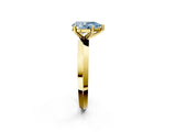 Yellow gold Fancy Blue Pear  Cut Solitaire Engagement Ring with Flat Band and Four-Prong Setting 2