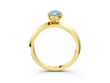 Yellow gold Fancy Blue Pear  Cut Solitaire Engagement Ring with Flat Band and Four-Prong Setting 3