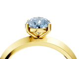 Yellow gold Fancy Blue Pear  Cut Solitaire Engagement Ring with Flat Band and Four-Prong Setting 4