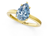Yellow gold Fancy Blue Pear  Cut Solitaire Engagement Ring with Four-Prong Setting on a Classic Band_21