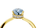 Yellow gold Fancy Blue Pear  Cut Solitaire Engagement Ring with Four-Prong Setting on a Classic Band_24