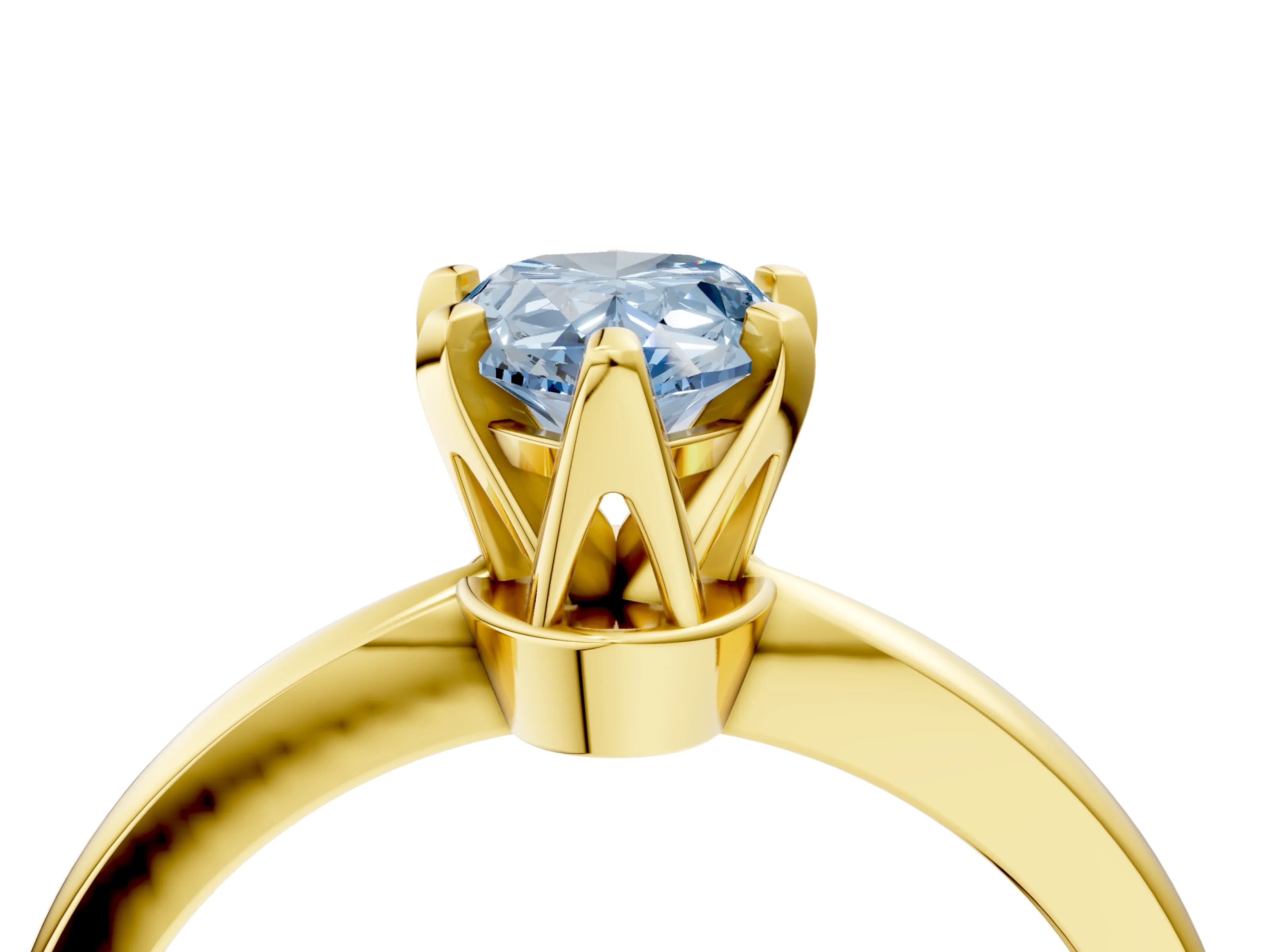 Yellow gold Fancy Blue Pear Cut Solitaire Engagement Ring with Six-Prong Setting and Tapered Band_4