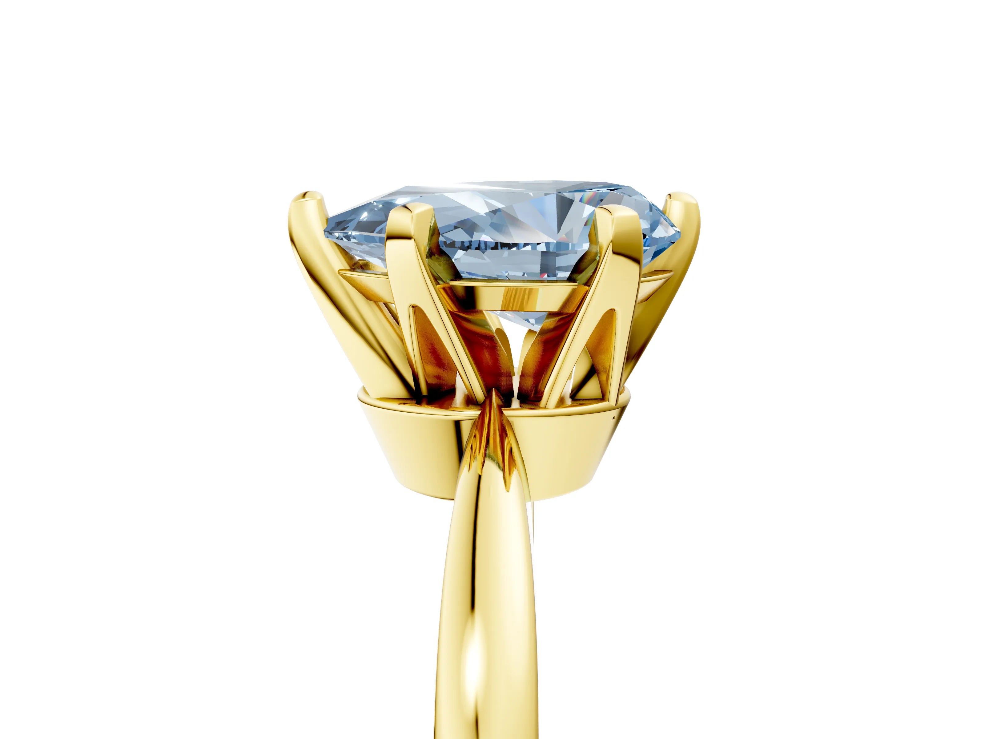 Yellow gold Fancy Blue Pear Cut Solitaire Engagement Ring with Six-Prong Setting and Tapered Band_5