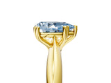 Yellow gold Fancy Blue Pear  Cut Solitaire Engagement Ring with Tapered Band and Four-Prong Setting 1