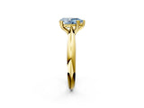 Yellow gold Fancy Blue Pear  Cut Solitaire Engagement Ring with Tapered Band and Four-Prong Setting 4