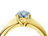 Yellow gold Fancy Blue Pear  Cut Solitaire Engagement Ring with Tapered Band and Four-Prong Setting