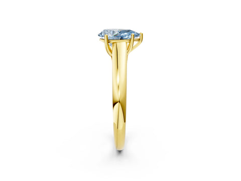 Yellow gold Fancy Blue Pear Cut Solitaire Engagement Ring with Tapered Band and Four-Prong Setting_5
