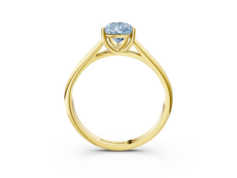 Yellow gold Fancy Blue Pear Cut Solitaire Engagement Ring with Tapered Band and Four-Prong Setting_6