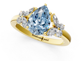 Yellow gold Fancy Blue Pear  Cut Solitaire Floral Diamond Ring with Four-Prong Setting_38
