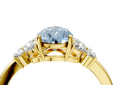Yellow gold Fancy Blue Pear  Cut Solitaire Floral Diamond Ring with Four-Prong Setting_41