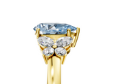 Yellow gold Fancy Blue Pear  Cut Solitaire Floral Diamond Ring with Four-Prong Setting_42