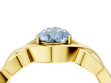 Yellow gold Fancy Blue Pear Cut Solitaire Intertwined Band Prong Setting Ring_4