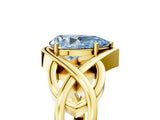Yellow gold Fancy Blue Pear Cut Solitaire Intertwined Band Prong Setting Ring_5