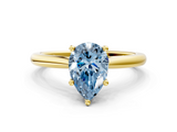 Yellow gold Fancy Blue Pear  Cut Solitaire Ring with Cathedral Band and Four-Prong Setting_75