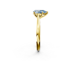 Yellow gold Fancy Blue Pear  Cut Solitaire Ring with Cathedral Band and Four-Prong Setting_77