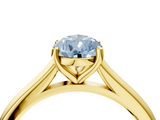Yellow gold Fancy Blue Pear  Cut Solitaire Ring with Cathedral Band and Four-Prong Setting_79