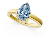 Yellow gold Fancy Blue Pear  Cut Solitaire Ring with Four-Prong Setting and Classic Band_63