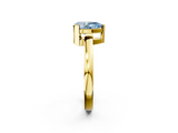 Yellow gold Fancy Blue Pear  Cut Solitaire Ring with Four-Prong Setting and Classic Band_64