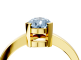 Yellow gold Fancy Blue Pear  Cut Solitaire Ring with Four-Prong Setting and Classic Band_66