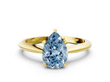 Yellow gold Fancy Blue Pear  Cut Solitaire Ring with Four-Prong Setting on a Classic Band_70