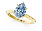 Yellow gold Fancy Blue Pear  Cut Solitaire Ring with Four-Prong Setting on a Classic Band_71