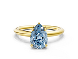 Yellow gold Fancy Blue Pear  Cut Solitaire Ring with Thin Band and Four-Prong Setting_16