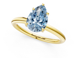Yellow gold Fancy Blue Pear  Cut Solitaire Ring with Thin Band and Four-Prong Setting_17