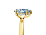 Yellow gold Fancy Blue Pear  Cut Solitaire Ring with Thin Band and Four-Prong Setting_21